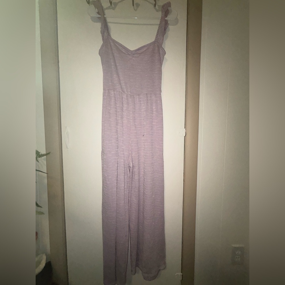 Caution To The Wind Lavender Ribbed Jumpsuit